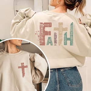 Christian Sweatshirt, Bible Verse Hoodie, Religious Outfit, Retro Faith Sweat, Christian Cross Graphic Tees, Religious Sweatshirt, Faith