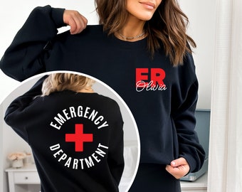Custom Emergency Department Sweatshirt, Personalized ER Nurse Sweatshirt, Emergency Room Tech Gift, Emergency Nurse Gift ED Crewneck Sweater