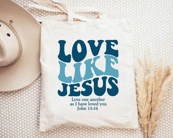 Love Like Jesus Tote Bag, Canvas Christian Gift