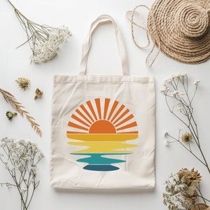 Sunset Tote Bag, Beachy Vibes Tote Bag, Sunshine Tote Bag, Inspirational Tote Bag, Summer Tote Bag, Motivational Tote Bag, Summer Gift