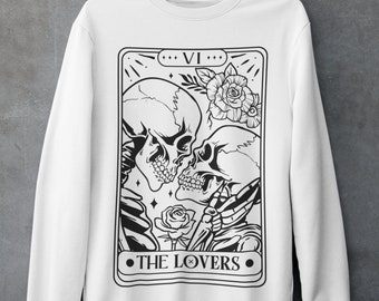 Tarot Card The Lovers Sweatshirt, Skeleton Lovers Hoodie, Tarot Card The Lovers, Mystical Tarot Shirt, Love Skeleton Celestial Moon Stars