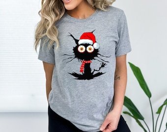 Christmas Cat Shirt, Christmas Cat Light Shirt, Meowy Christmas Cat Shirt, Cat Lover Shirt, Merry Christmas Cat Shirt