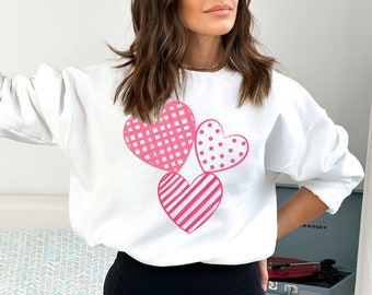 Womens Heart Graphic Sweatshirt, Valentine's Day Gift Hoodie