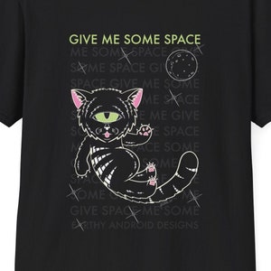 Alien Cat Give Me Some Space Softstyle T-Shirt, Cosmic Kitty Graphic Tee, Funny Extraterrestrial Cat Shirt, UFO Lover Gift, Outer Space Cat