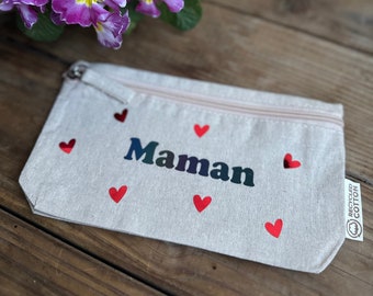 Pochette personnalisée avec ses coeurs/maman/mamie/tata/marraine/soeur/cadeau personnalisé/cadeau original