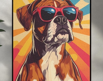Retro Boxer Dog Puzzle Hipster Dog Puzzle Dog Lover Puzzle Pet Lover Puzzle Animal Lover Jigsaw Puzzle Cool Boxer Puzzle Gift Dog Owner Gift