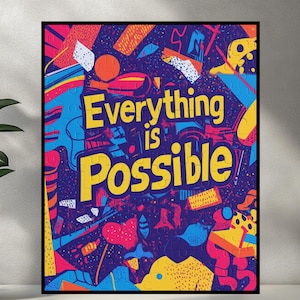 Everything is Possible Puzzle, Motivational Inspiring Jigsaw for Teachers, Student Classroom Decor Activity, Colorful Self Care Wellness Art