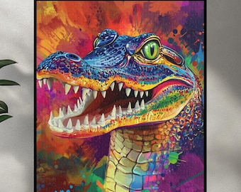 Colorful Crocodile Puzzle, Cool Crocodile Jigsaw, Crocodile Art Puzzle, Wildlife Nature Puzzle, Gator Puzzle, Alligator Puzzle, Animal Gifts
