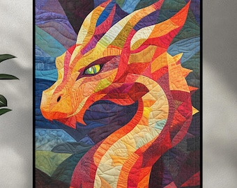 Dragon Puzzle Dragon Quilt Jigsaw Puzzle 110/252/520/1014 Pieces Beautiful Colorful Unique Quilted Dragon Puzzle Gift Idea for Fantasy Lover