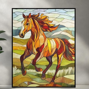 Stained Glass Horse Puzzle, Horse Puzzle, Horse Art Puzzle, Wildlife Nature Puzzle, Horse Lover Gifts, Animal Puzzles for Kids and Adults