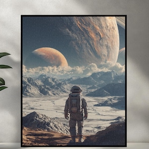 Space Puzzle, Astronaut Jigsaw, Spaceman Art Puzzle, Sci Fi Puzzle, Planets and Stars Puzzle, Space Art Decor Gift, Planetary Moon Walk Art