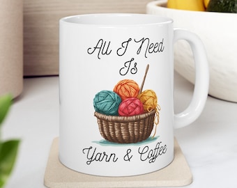 Yarn Mug, Cute Knitting Mug, Yarn Lover Cup, Crafting Cup, Crocheting Mug, Yarn Mug, Craft Lover Gift, Sewing Mug, Gifts for Knitters, 11oz