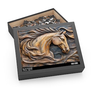 Horse Puzzle, Wood Carved Print Effect Horse Jigsaw Puzzle Gift, Horse Lover Gift, Equestrian Gift, Pony Gift, Horse Gifts, Stallion Gift