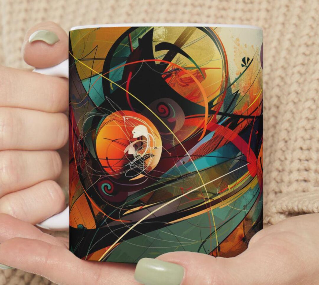 Abstract Modern Art Mug, Colorful Painting Mug, Unique Coffee Cup ...