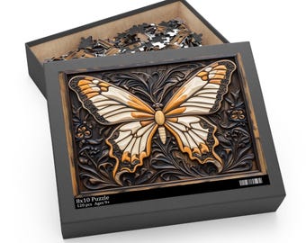 Butterfly Puzzle Wood Carved Print Effect Butterfly Jigsaw Puzzle Animal Puzzles Insect Lover Gift Unique Nature Puzzle Boho Decorative Gift
