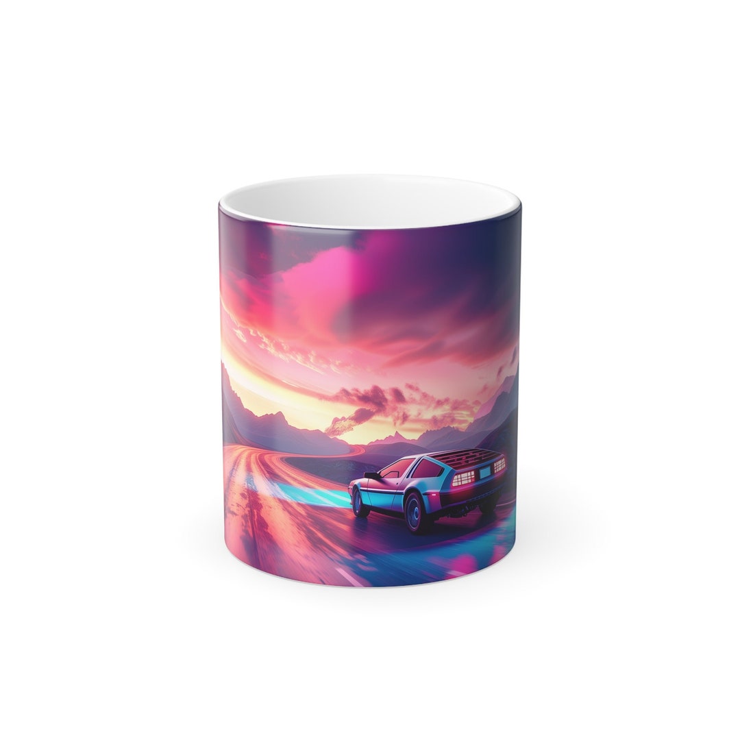 Heat Sensitive Color Changing Synthwave Delorean Mug, Vaporwave Mug ...