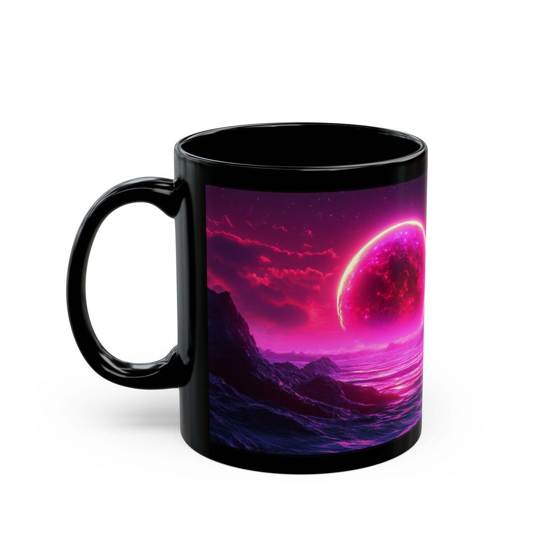Synthwave Mug, Vaporwave Neon 80s Vibe Mug, Synthwave Planet Art Coffee ...