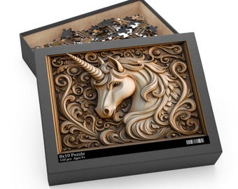 Unicorn Puzzle Wood Carved Print Effect Unicorn Jigsaw Puzzle Animal Puzzles Unicorn Lover Gifts Unicorn Gifts for Her Unique Puzzles