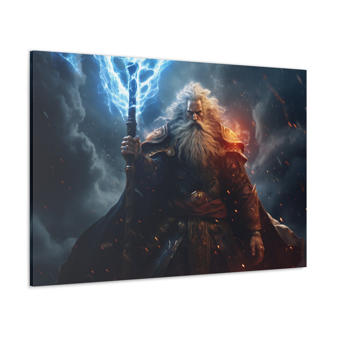 Mage Canvas Art, Fantasy Sorcerer Wall Art, Wizard Art, Gamer Canvas
