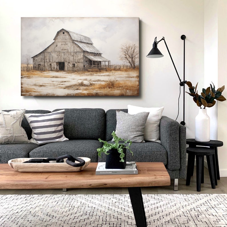 Rustic Barn Canvas Art, Farmhouse Wall Art, Old Barn Canvas Print, Barn