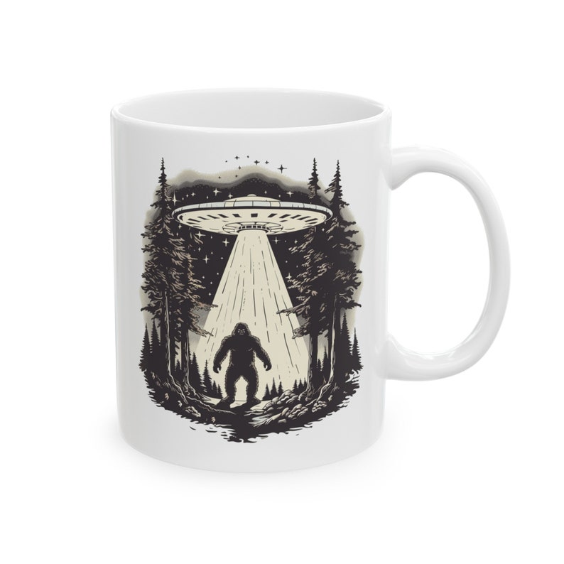 Sasquatch Mug, Alien Mug, Bigfoot Mug, UFO Mug, Paranormal Mug, Outdoor Mugs, Camping Lover Mug, Sci Fi Mug, Nature Gift, Bigfoot Cup image 2