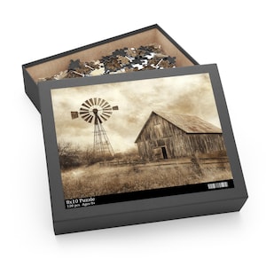 Rustic Barn Puzzle, Old Farmhouse Farm Jigsaw Puzzle, Vintage Country Decor Art Puzzle, Barn Art Gift, Country Home Decor Puzzle Gift
