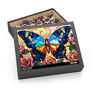 Stained Glass Butterfly Puzzle, Beautiful Puzzle Gift for Butterfly Lover, Butterfly Jigsaw Puzzle 120/252/500 Piece, Wildlife Nature Puzzle