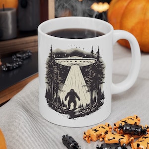 Sasquatch Mug, Alien Mug, Bigfoot Mug, UFO Mug, Paranormal Mug, Outdoor Mugs, Camping Lover Mug, Sci Fi Mug, Nature Gift, Bigfoot Cup image 1
