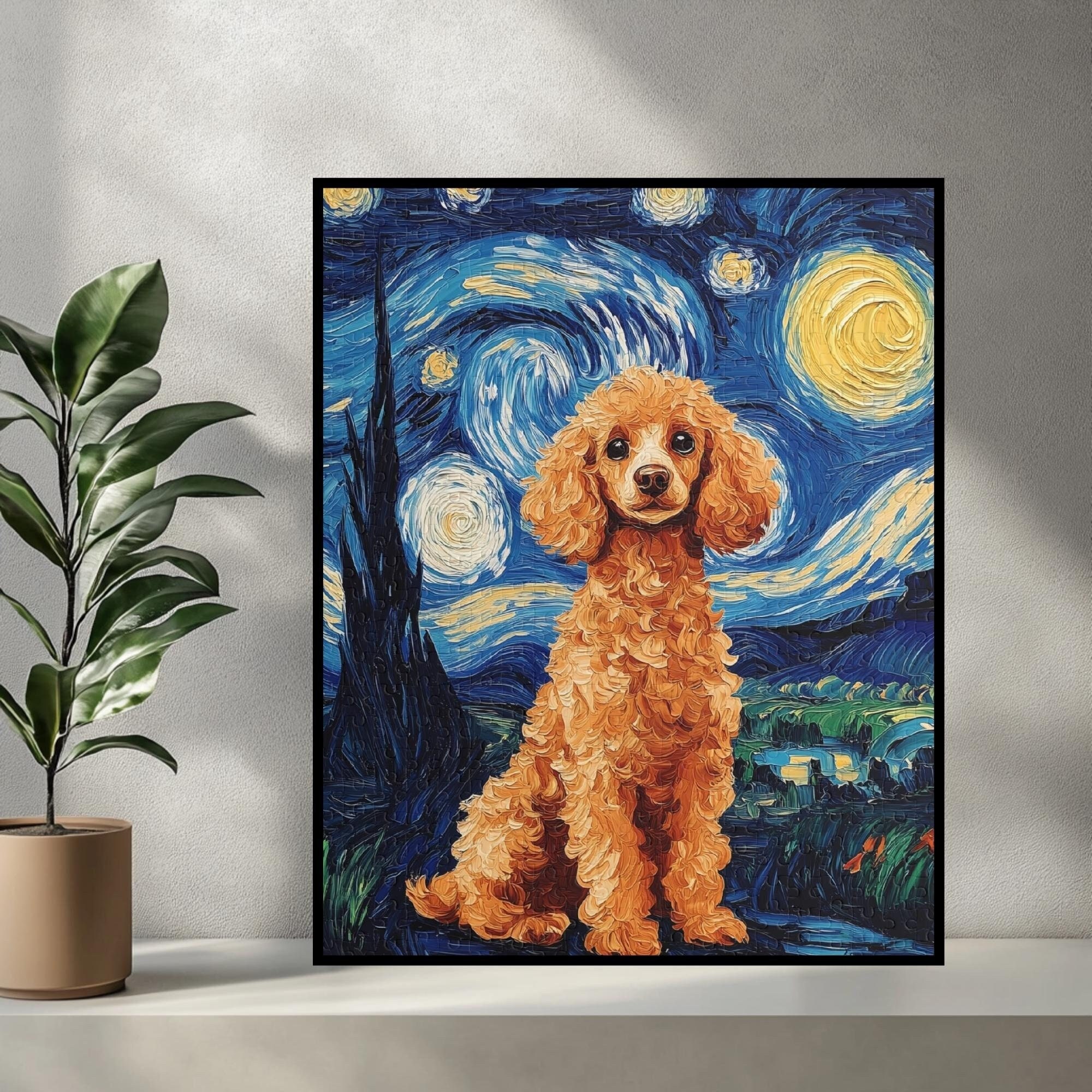 Poodle Starry Night Art Jigsaw Puzzle 120/252/500 Piece Poodle Puzzle ...