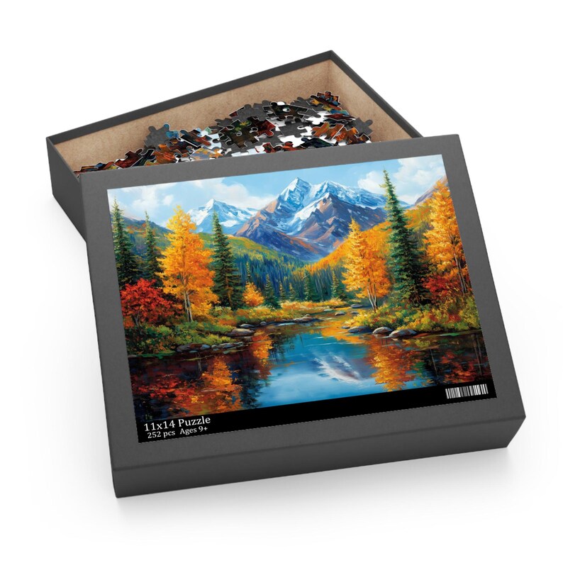 Colorado Mountains in Autumn Puzzle, Colorful Scenic Nature Jigsaw, Fall Puzzle, Beautiful Mountains Lake and Pines Painting Art Puzzle image 4