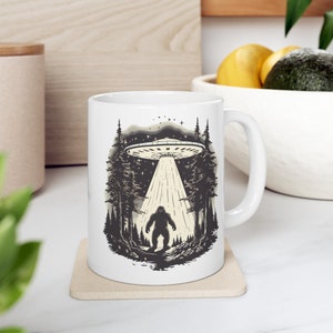 Sasquatch Mug, Alien Mug, Bigfoot Mug, UFO Mug, Paranormal Mug, Outdoor Mugs, Camping Lover Mug, Sci Fi Mug, Nature Gift, Bigfoot Cup image 3