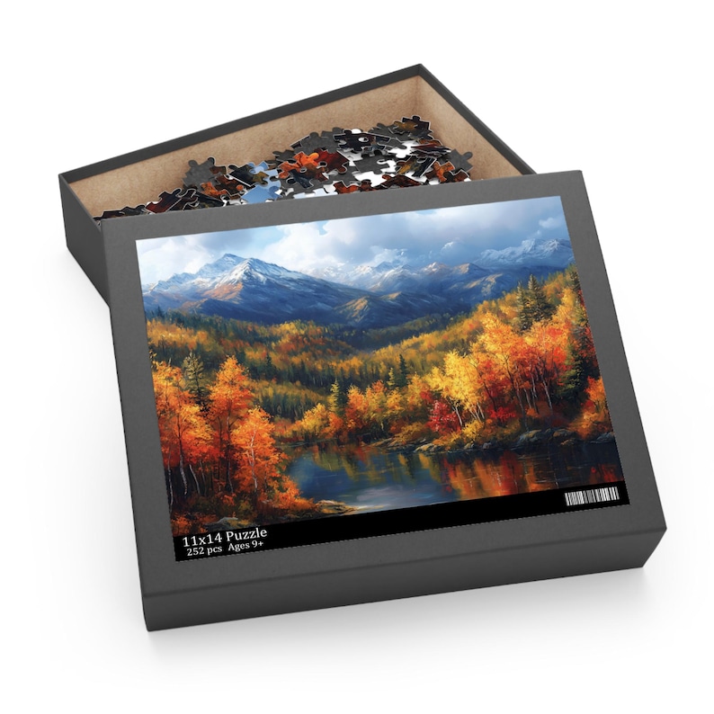 Colorful Scenic Nature Jigsaw, Colorado Mountains in Autumn Puzzle, Fall Puzzle, Beautiful Mountains Lake and Pines Painting Art Puzzle image 4