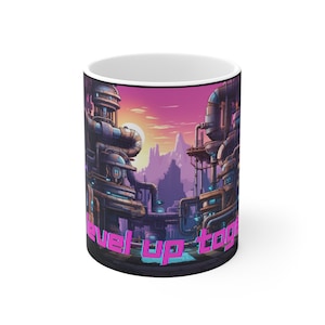 Let&#39;s Level Up Together Mug, Pixel Art Game Level Mug, 16 bit Gamer Cup, Lo Fi Video Game Coffee Mug, Retro Gaming Gift, Retro Arcade Mug