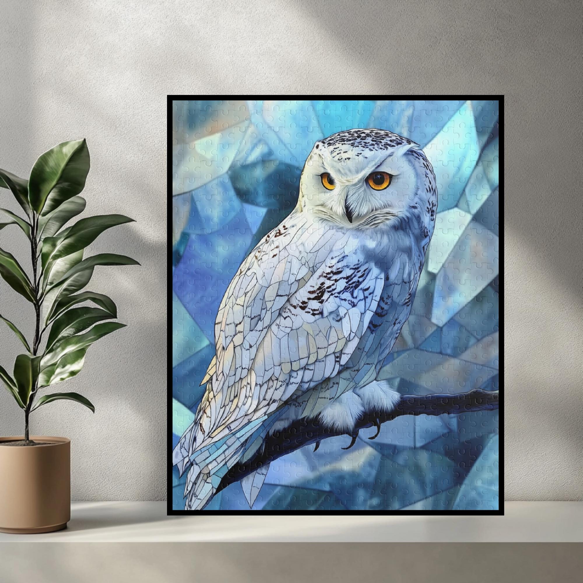 Snowy Owl Puzzle, Stained Glass Snowy Owl Puzzle, Snowy Owl Art Puzzle, Home Decor Puzzle, Snowy Owl