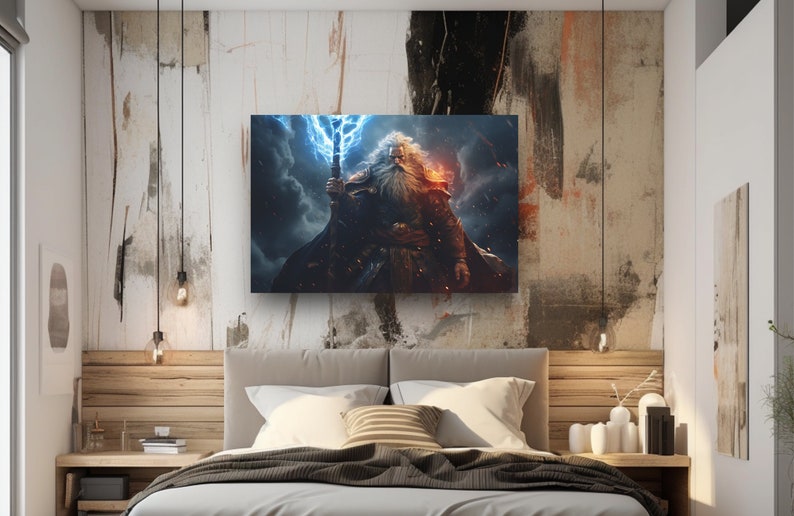 Mage Canvas Art, Fantasy Sorcerer Wall Art, Wizard Art, Gamer Canvas