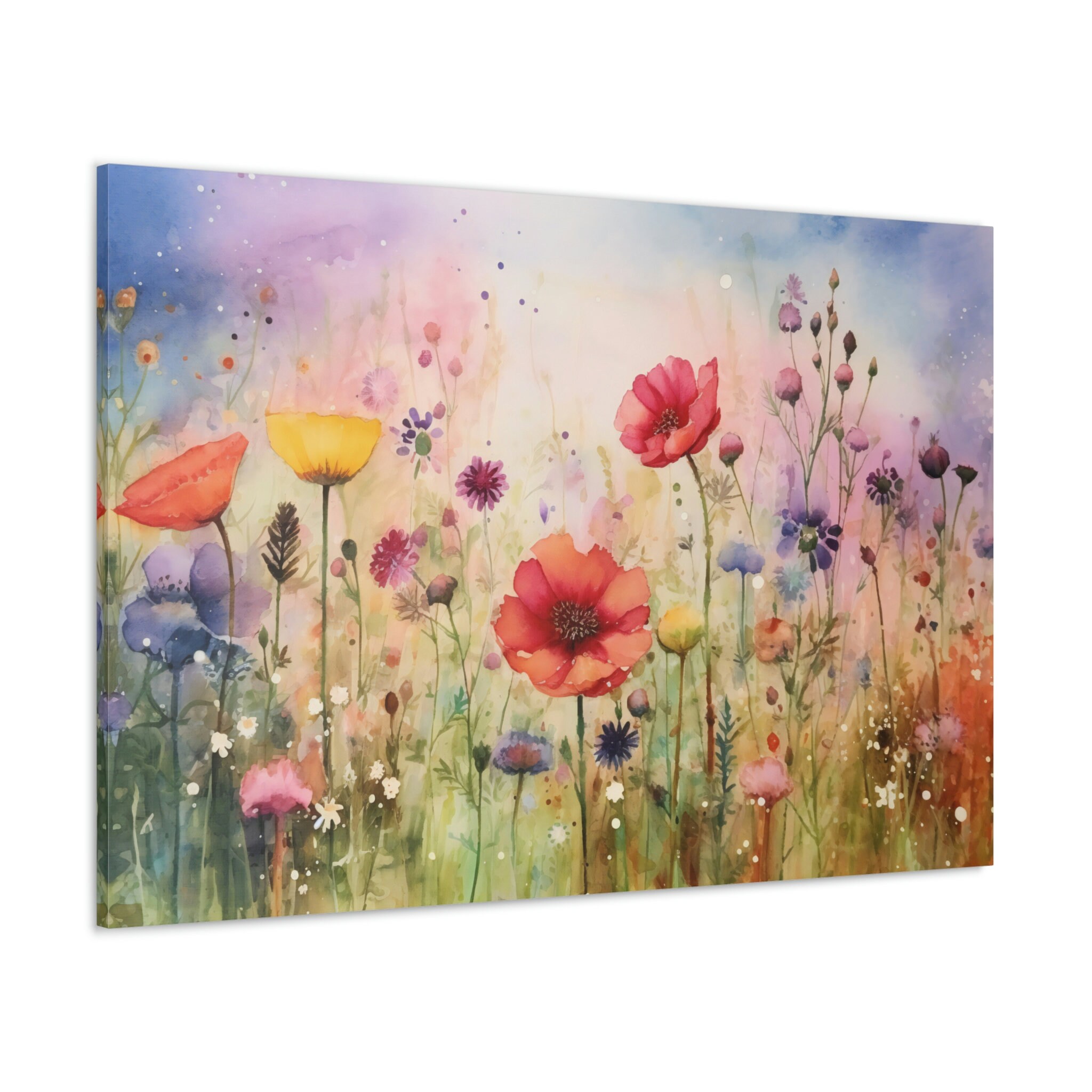 Beautiful Watercolor Flowers Canvas Print, Nature Flowers Art Wall ...