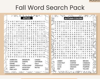 Fall Word Search Book for Adults, Large Print Autumn Puzzle Pack, 100 Word Searches, Relaxing Printable Activity for Teens and Adults