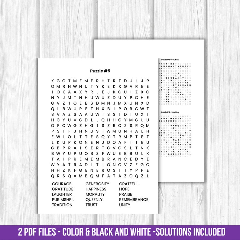 Purim Word Search | Large Print Word Search Puzzle | Jewish Printables ...