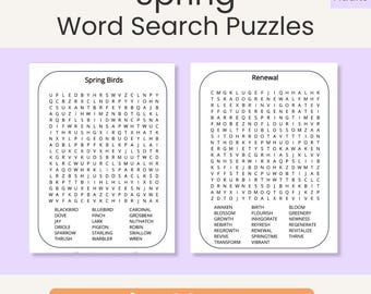 Frühlings-Wortsuchrätsel in Großdruck, 25 druckbare PDF-Dateien, einfache Wortsuche für Erwachsene und Senioren, Osterfrühlingsaktivitätspaket