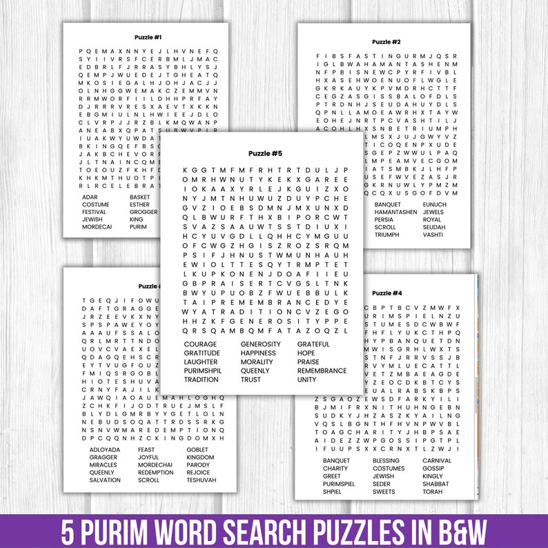 Purim Word Search | Large Print Word Search Puzzle | Jewish Printables | Spring Activity Pages ...