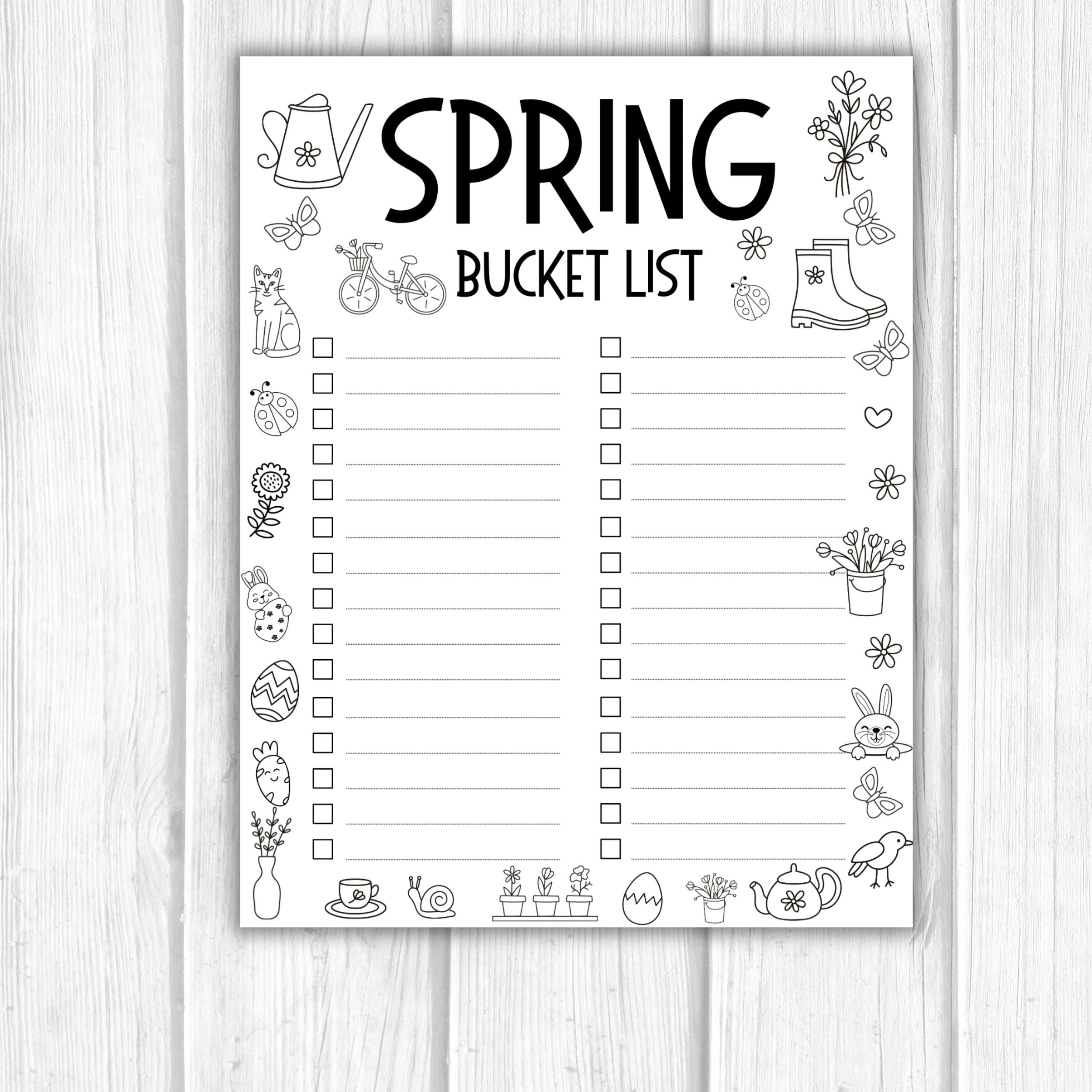 Spring Bucket List Printable, to Do List, Kids Activities, Spring ...