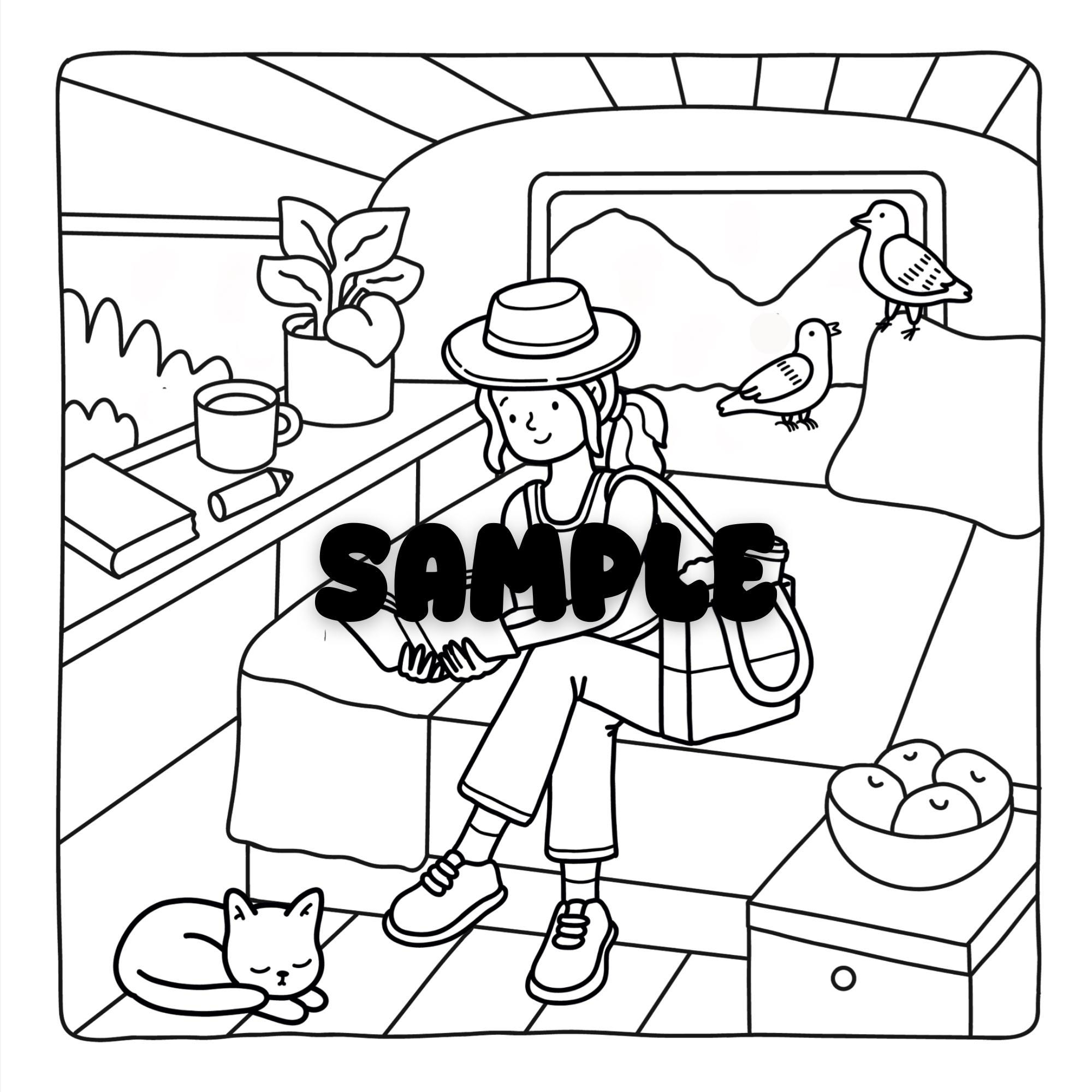 Summer Girl Coloring Book 30 Bold Easy Pages digital Download Etsy