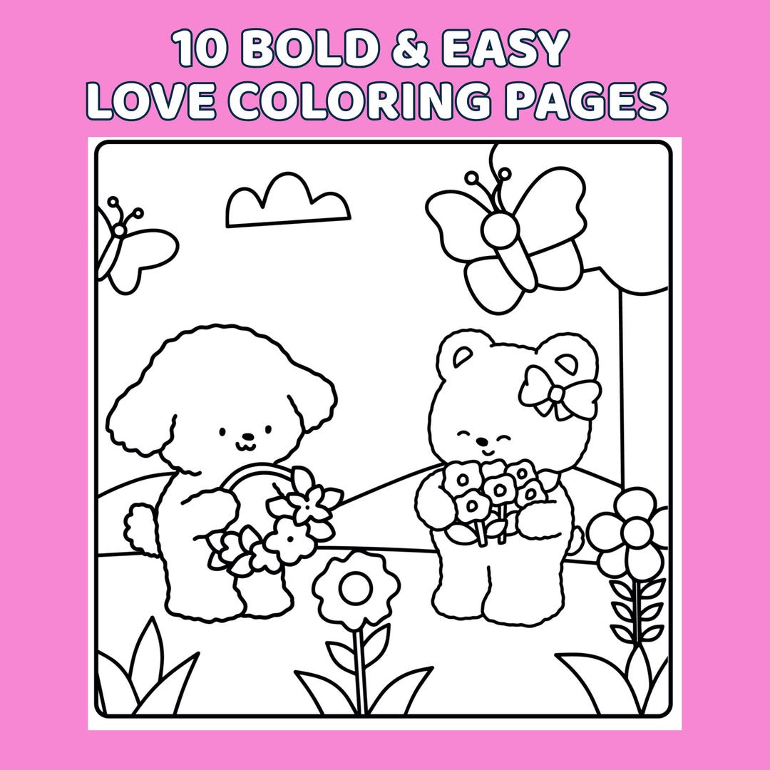 10 Bold and Easy Valentine Coloring Pages Printable, Valentine Animal ...