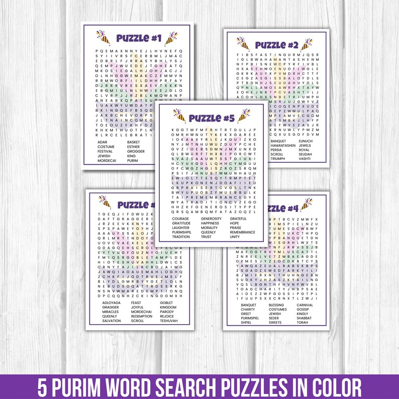 Purim Word Search | Large Print Word Search Puzzle | Jewish Printables | Spring Activity Pages ...
