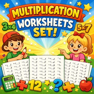 100 ejercicios de multiplicación: operaciones matemáticas del 1 al 12 (PDF imprimible)