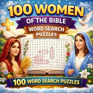 Large Print Bible Word Search for Women, 100 Easy Christian Puzzles, Printable PDF, Senior Activity, Scripture Word Find