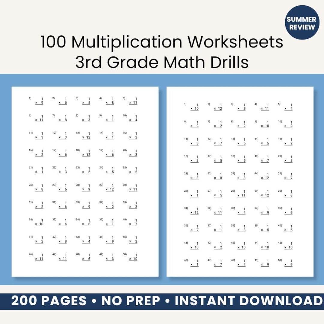 100 Multiplication Worksheets 1–12 | 3rd Grade Math Drills | Times ...
