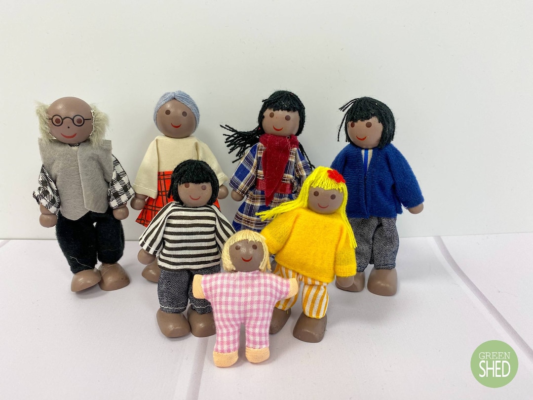 10 Pcs Wooden Dollhouse Family Set Of 8 Mini People Figures And 2 Pets, Dollhouse Dolls Wooden - View #6