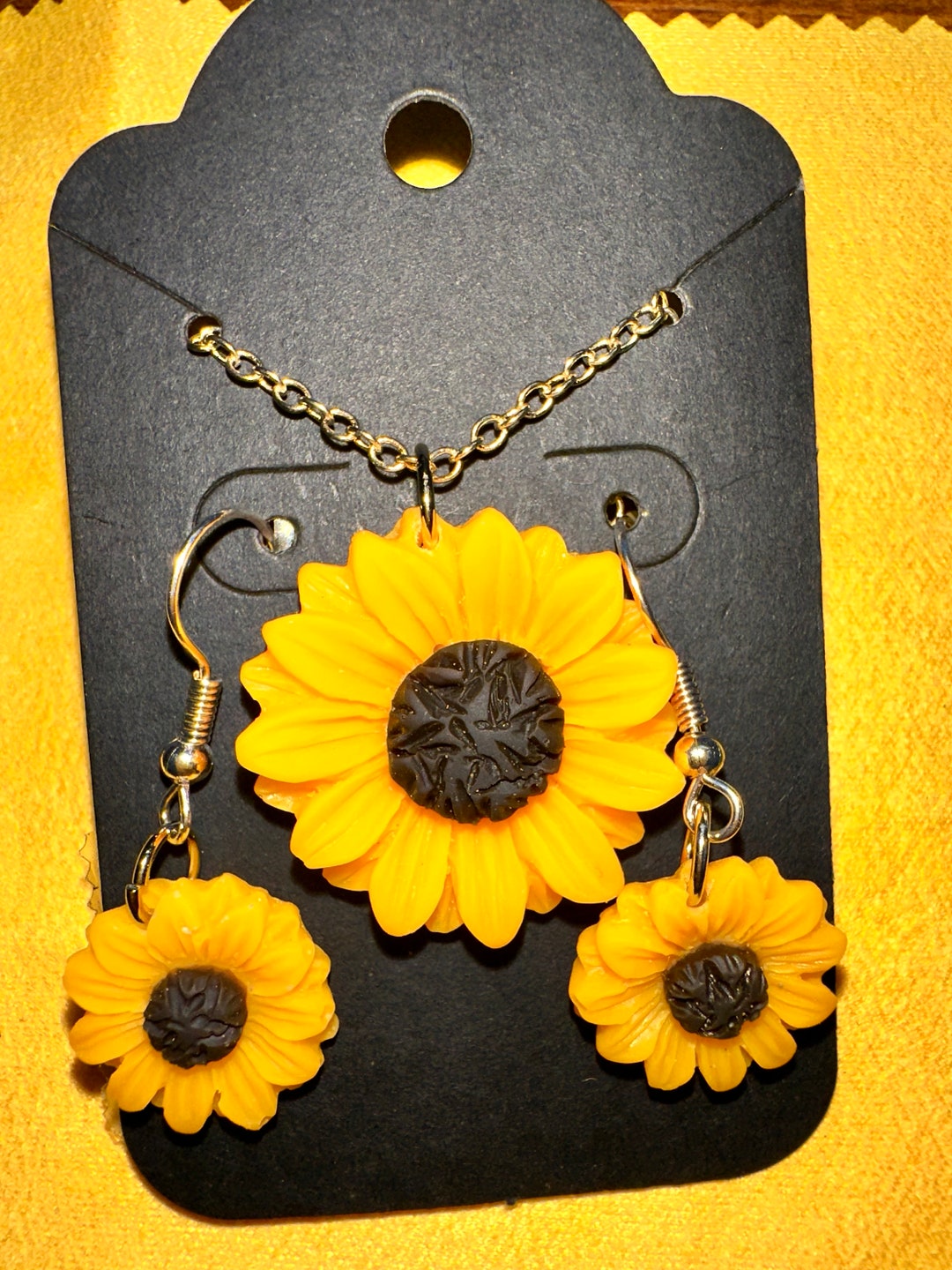 Sunflower Necklace and Earring Set Etsy