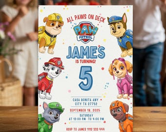 Editable Puppy Birthday Invitation Template, Printable Birthday Party Invitations, Digital Bday Party Invite Template, Boys & Girls Invite